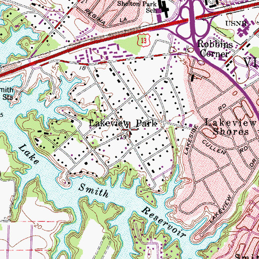 Topographic Map of Lakeview Park, VA