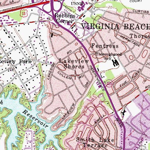 Topographic Map of Lakeview Shores, VA