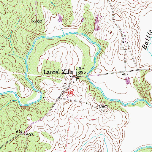 Topographic Map of Laurel Mills, VA