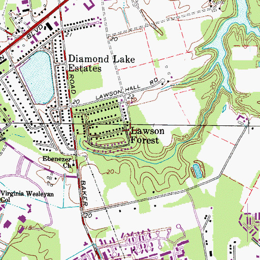 Topographic Map of Lawson Forest, VA