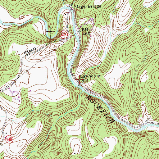 Topographic Map of Lawthorne Mill, VA