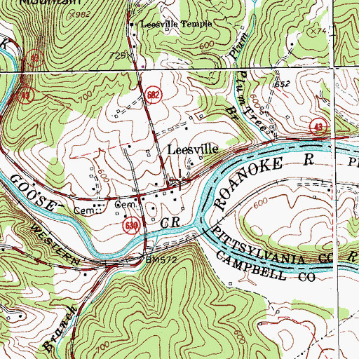 Topographic Map of Leesville, VA