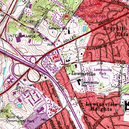 Topographic Map of Lewinsville, VA