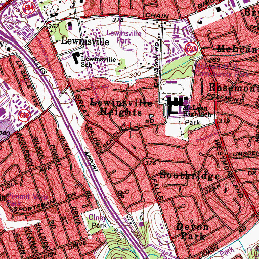 Topographic Map of Lewinsville Heights, VA