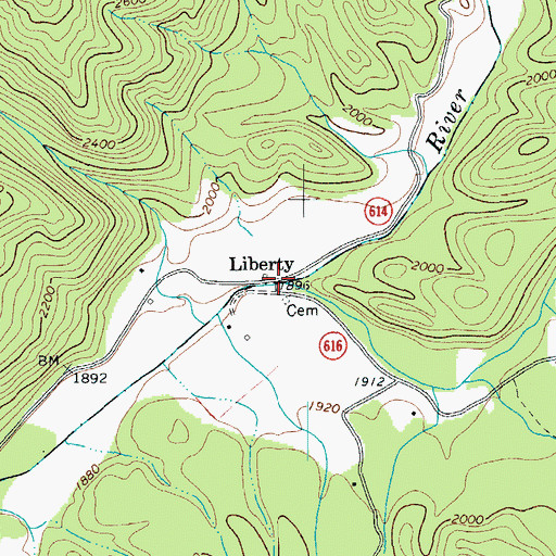 Topographic Map of Liberty, VA