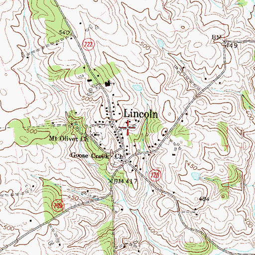Topographic Map of Lincoln, VA