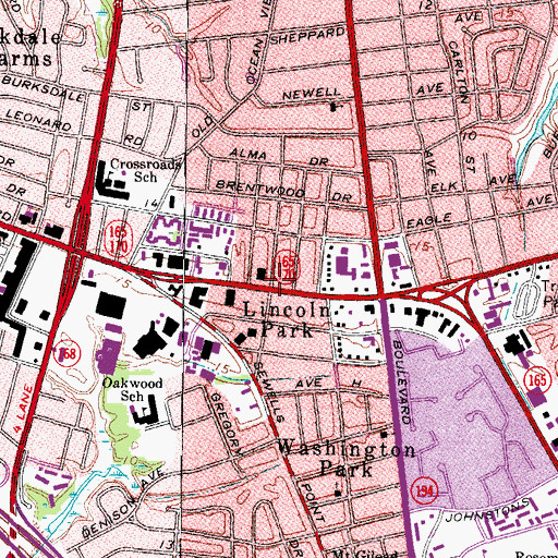 Topographic Map of Lincoln Park, VA