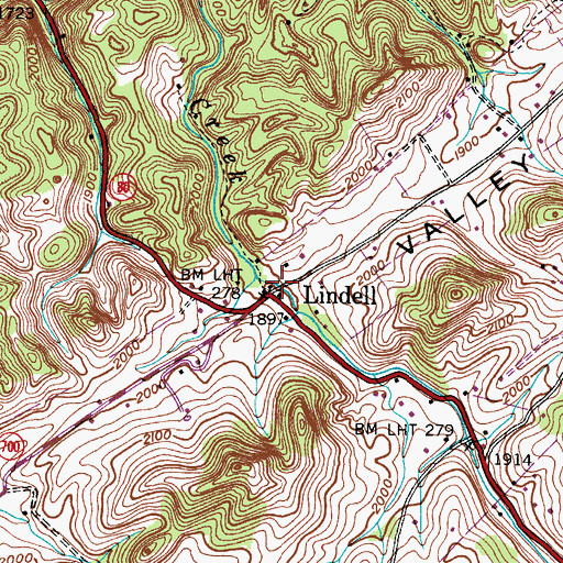 Topographic Map of Lindell, VA