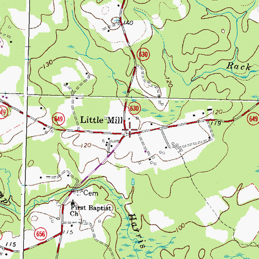 Topographic Map of Little Mill, VA