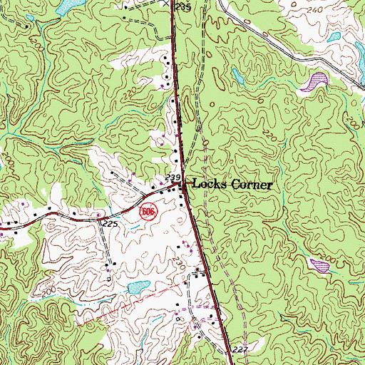 Topographic Map of Locks Corner, VA