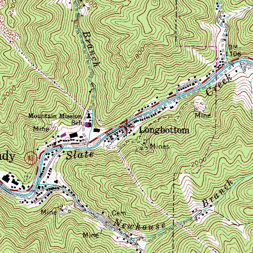 Topographic Map of Longbottom, VA