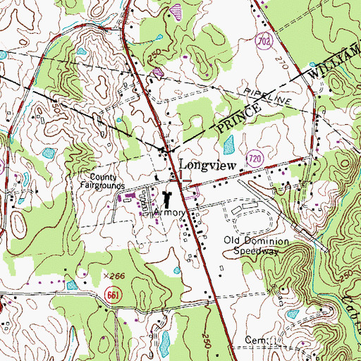 Topographic Map of Longview, VA