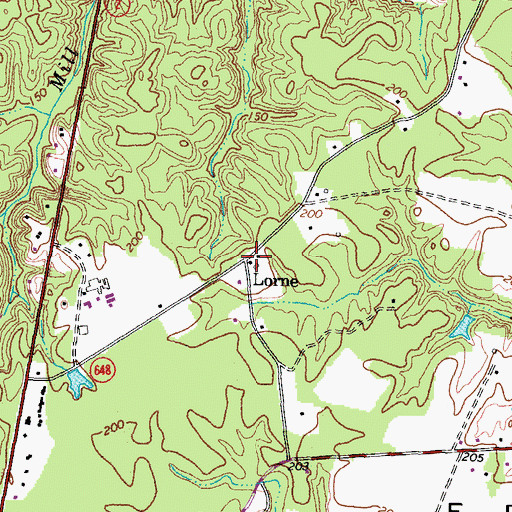 Topographic Map of Lorne, VA