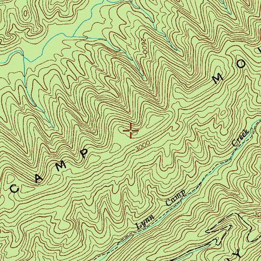 Topographic Map of Lynn Camp Mountain, VA