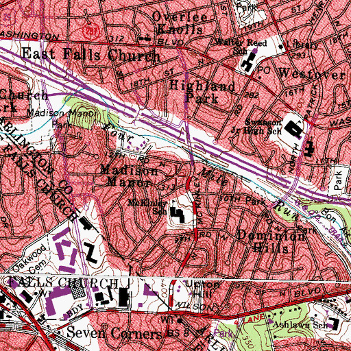 Topographic Map of Madison Manor, VA