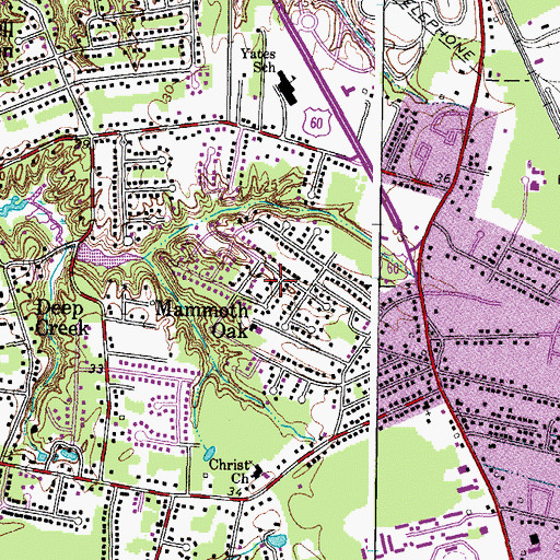 Topographic Map of Mammoth Oak, VA