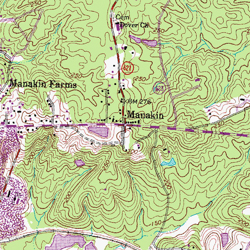 Topographic Map of Manakin, VA