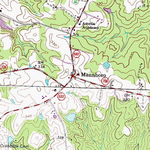 Topographic Map of Mannboro, VA
