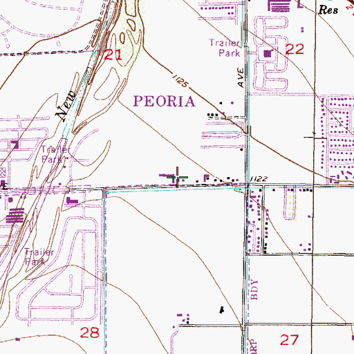 Topographic Map of Pueblo Plaza Shopping Center, AZ