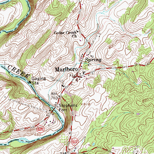 Topographic Map of Marlboro, VA