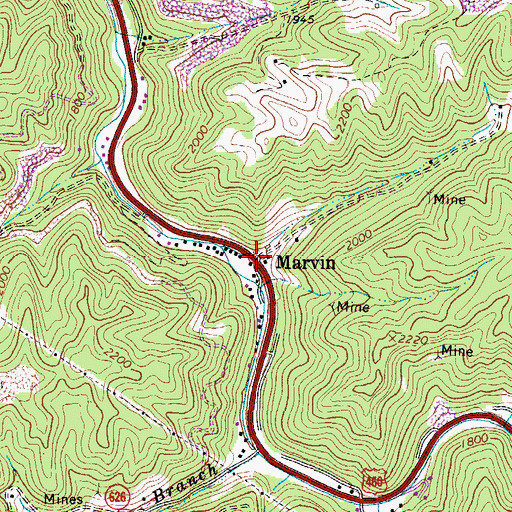 Topographic Map of Marvin, VA