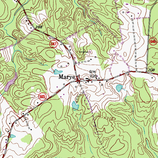 Topographic Map of Marye, VA