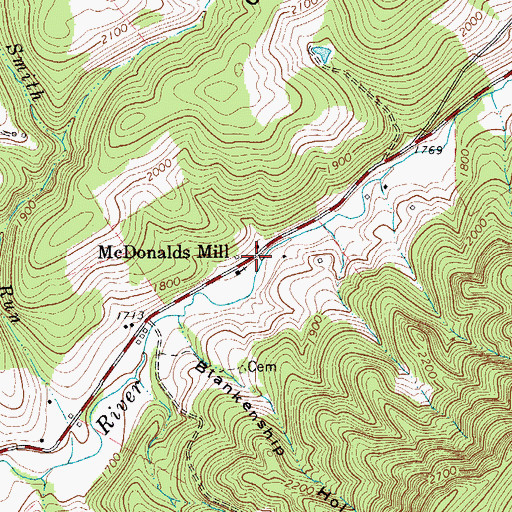 Topographic Map of McDonalds Mill, VA