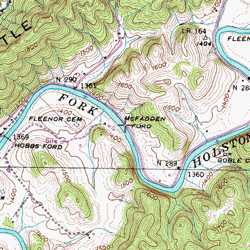 Topographic Map of McFadden Ford, VA