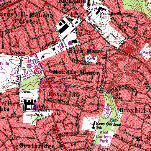 Topographic Map of McLean Manor, VA