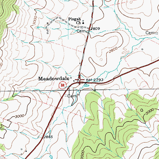 Topographic Map of Meadowdale, VA