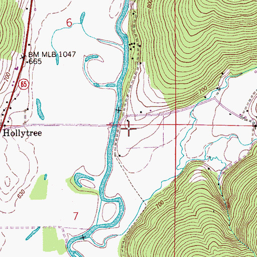 Topographic Map of Rouse Cemetery, AL