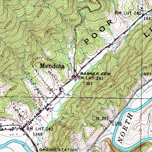 Topographic Map of Mendota, VA