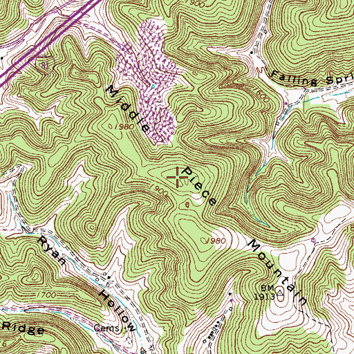 Topographic Map of Middle Piece Mountain, VA