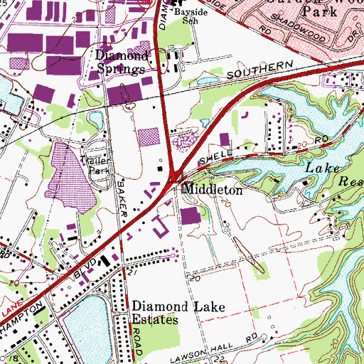 Topographic Map of Middleton, VA