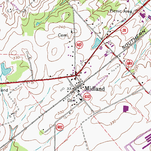 Topographic Map of Midland, VA
