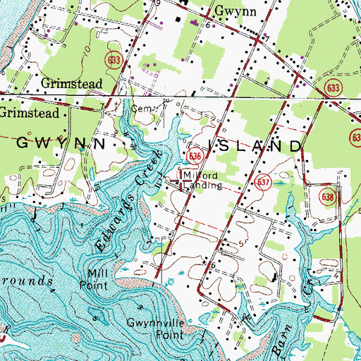 Topographic Map of Milford Landing, VA