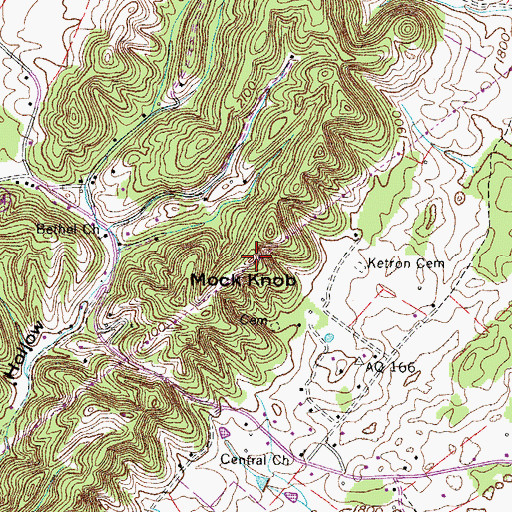 Topographic Map of Mock Knob, VA