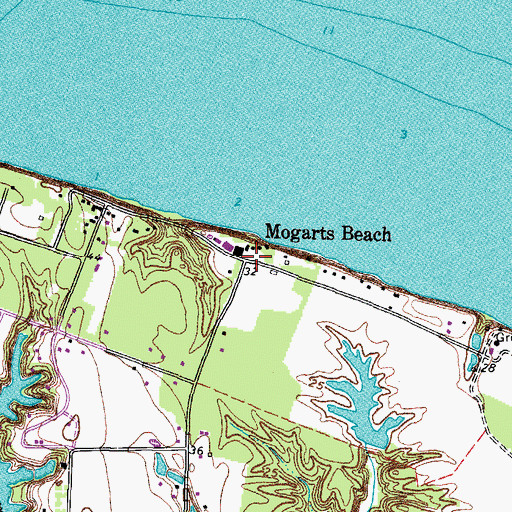 Topographic Map of Mogarts Beach, VA