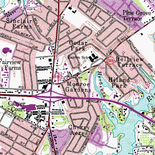 Topographic Map of Monroe Gardens, VA