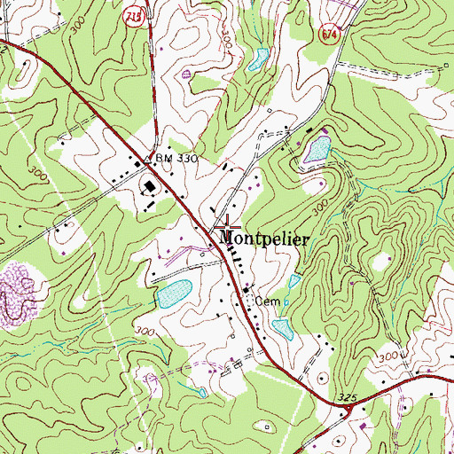 Topographic Map of Montpelier, VA