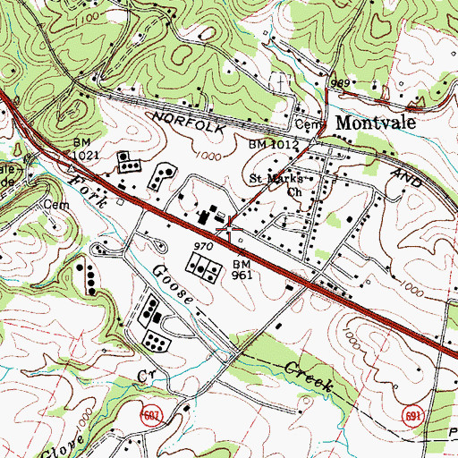 Topographic Map of Montvale, VA