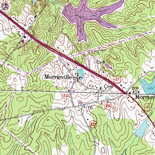 Topographic Map of Morrisville, VA