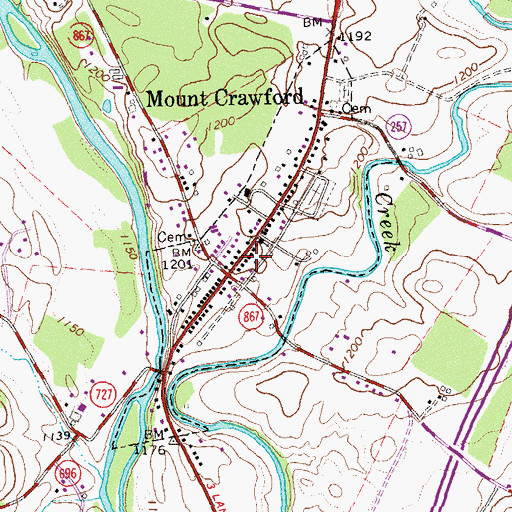 Topographic Map of Mount Crawford, VA