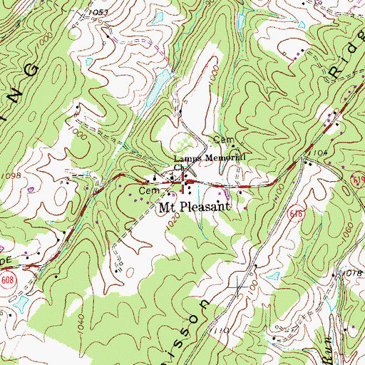 Topographic Map of Mount Pleasant, VA