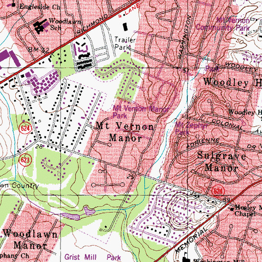 Topographic Map of Mount Vernon Manor, VA