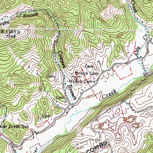 Topographic Map of Musick Cemetery, VA