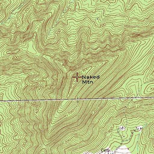 Topographic Map of Naked Mountain, VA