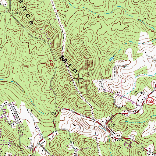 Topographic Map of Nance Mountain, VA