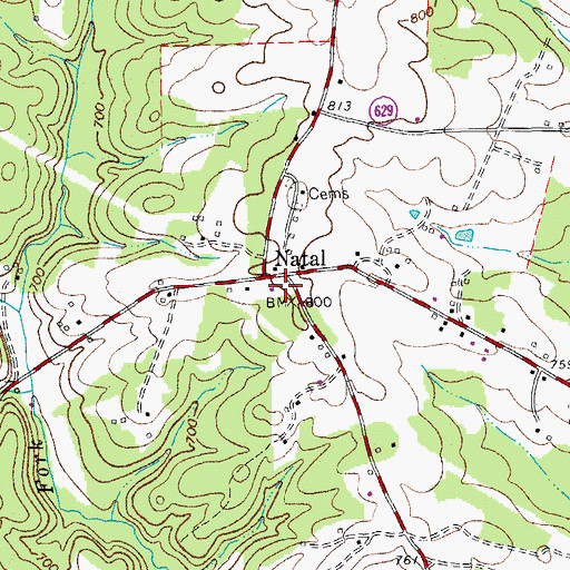 Topographic Map of Natal, VA