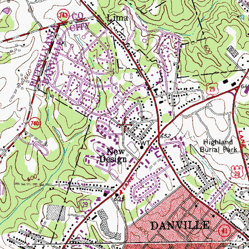 Topographic Map of New Design, VA